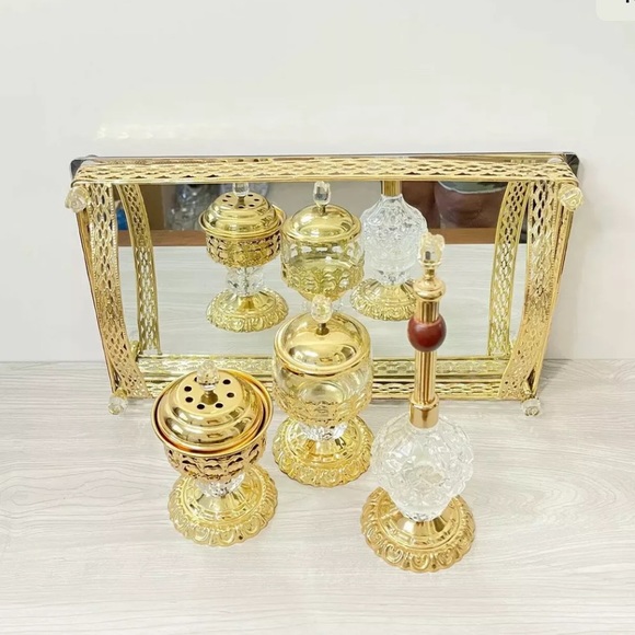 Arabian Turkish Wedding Bakhoor Burner Set w/Tray - Picture 10 of 10